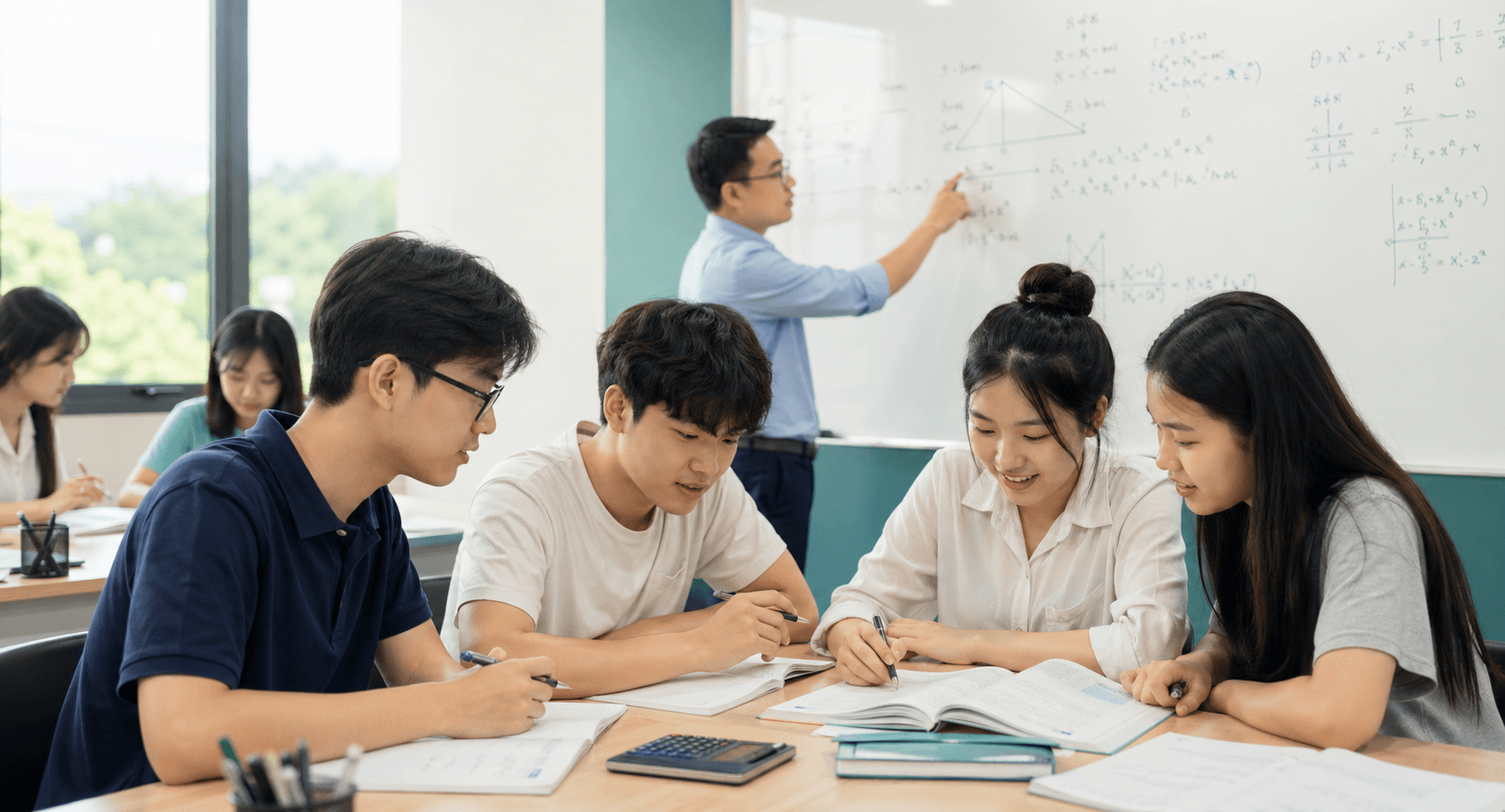 Lớp luyện thi THPT với giáo viên hướng dẫn học sinh học nhóm